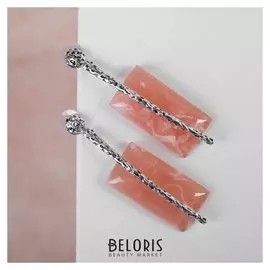 Серьги "Танзания" иглы, цвет розовый в чернёном серебре