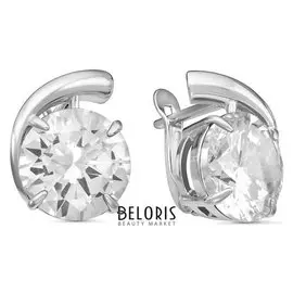 Серьги "Торнадо" посеребрение с оксидированием, цвет белый