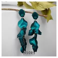 Серьги "Ветер" грация, цвет зелёный в золоте