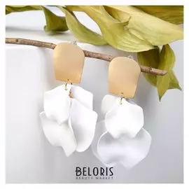 Серьги "Ветер" неровность, цвет бело-золотой