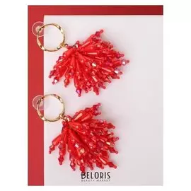 Серьги "Византия" грозди, цвет красный в золоте