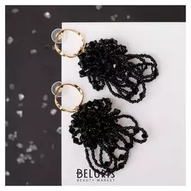 Серьги "Византия" кружево, цвет чёрный в золоте