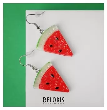 Серьги "Вкусности" арбуз, цвет красно-зелёный