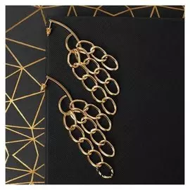 Серьги висячие "Цепи" ветви звеньев, цвет золото