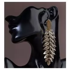 Серьги висячие "Листья" гледичия, цвет золото