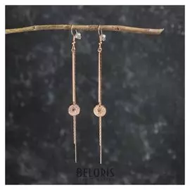 Серьги висячие "Прелесть" медальоны, цвет золото