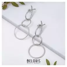Серьги висячие "Притяжение" круги, цвет серебро
