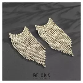 Серьги висячие со стразами "Дождь", цвет белый в золоте