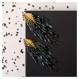 Серьги висячие со стразами "Флоренция" водопад, цвет зелёно-синий в золоте