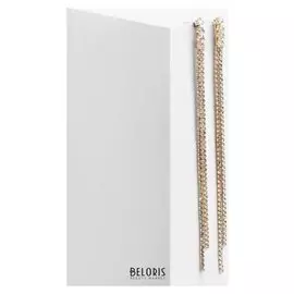 Серьги висячие со стразами "Капель" две нити, цвет белый в золоте