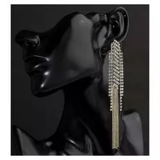 Серьги висячие со стразами "Кометы" цепи, цвет белый в золоте