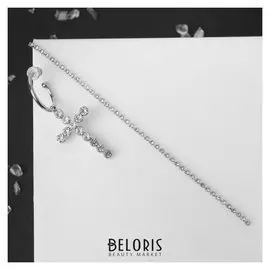 Серьги висячие со стразами "Крестики" длиная нить, цвет белый в серебре