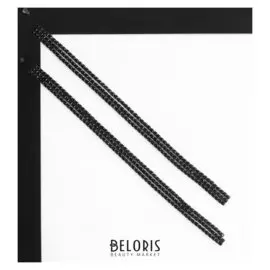 Серьги висячие со стразами "Лёд" трио, цвет чёрный