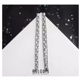 Серьги висячие со стразами "Тайна вечера" три нити, цвет белый в серебре