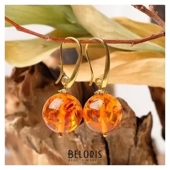 Серьги "Янтарь" шар №14