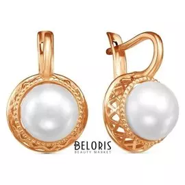 Серьги "Жемчужная слеза", позолота