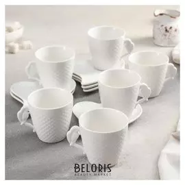 Сервиз чайный «Эстет», 12 предметов: 6 чашек 170 мл, 6 блюдец 16×12 см