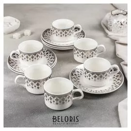 Сервиз чайный «Виолет», 12 предметов: 6 чашек 170 мл, 6 блюдец 15,5 см