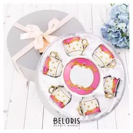 Сервиз «Розовый», 12 предметов: кружка 80 мл, блюдце Ø 11 см