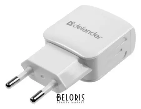 Сетевое зарядное устройство Defender Epa-13, 2 Usb, 2.1 А, белое
