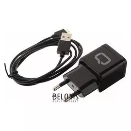 Сетевое зарядное устройство Qumo Energy, 2 Usb, 2.1 A, Micro Usb, 1 м, черный