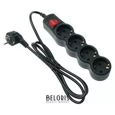 Сетевой фильтр 5bites Sp4b-115 4S, 4 розетки, 1.5 м, 10 А, 3х0.75 мм2, с выкл., черный