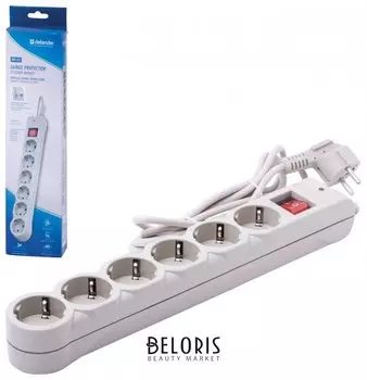 Сетевой фильтр DEFENDER DFS603, 6 розеток, 3 м, белый