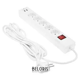 Сетевой фильтр Duwi, 5 розеток,5 м,10 а,пвс 3х0.75 мм2,с з/к,2usb,со шторками,белый