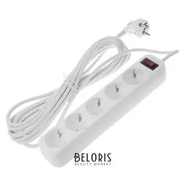 Сетевой фильтр Smartbuy, 5 розеток, 5 м, 10 А, 2200 Вт, с з/к, белый