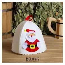 Шапка банная детская с аппликацией "Волшебный санта", войлок