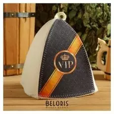 Шапка банная "Классическая"с термопечатью"VIP (С полосой)"