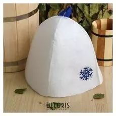 Шапка банная с аппликацией "Снежинка", экофетр, синяя