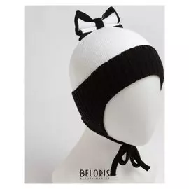 Шапка детская, цвет белый/чёрный, размер 48-50