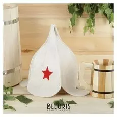 Шапка для бани и сауны "Буденовка" светлая