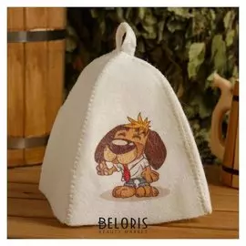 Шапка для бани и сауны детская "Собачки", с принтом, белая