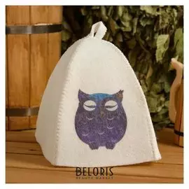 Шапка для бани и сауны детская "Сова", с принтом, белая