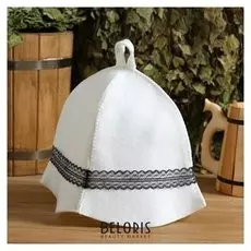 Шапка для бани с черным кружевом