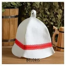 Шапка для бани с красным кружевом