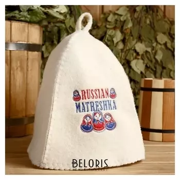 Шапка для бани с вышивкой "Русские матрешки"