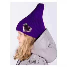 Шапка для девочки, цвет фиолетовый, размер 48-52