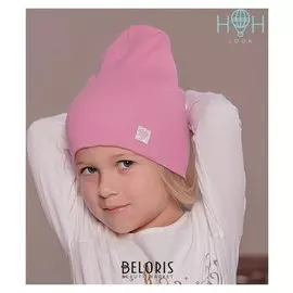 Шапка для девочки, цвет пудра/маленькое сердечко, размер 54-58