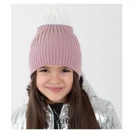Шапка для девочки, цвет пудра/молочный, размер 52-56