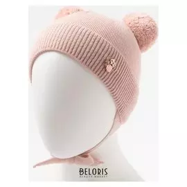 Шапка для девочки, цвет пудра, размер 40-42