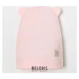 Шапка для девочки, цвет пудра/сердечко, размер 46-50