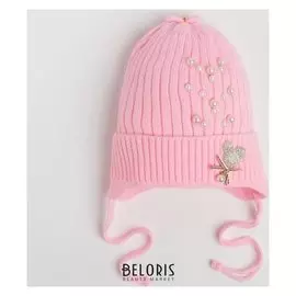 Шапка для девочки, цвет светло-розовый, размер 41-44 см (6-9 мес.)
