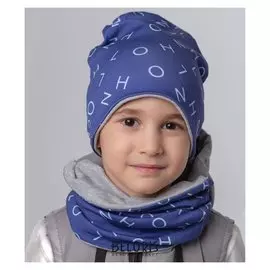 Шапка для мальчика, цвет серый/индиго, размер 50-54