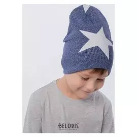 Шапка для мальчика, цвет синий/единороги, размер 54-58