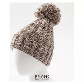 Шапка мужская Minaku меланж с помпоном, размер 56, цвет бежевый