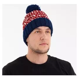 Шапка мужская Minaku с помпоном, размер 56, цвет красный