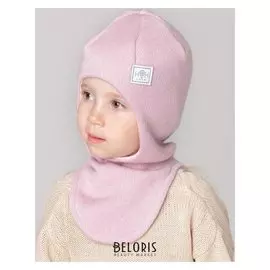 Шапка-шлем для девочки, цвет пудра, размер 50-54